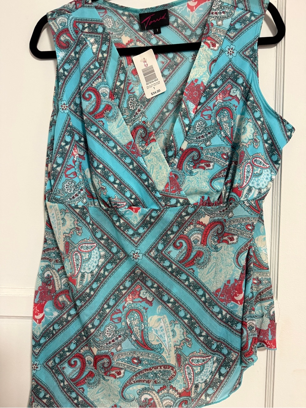 Vintage Torrid Teal Paisley Sleeveless Top Sz 1